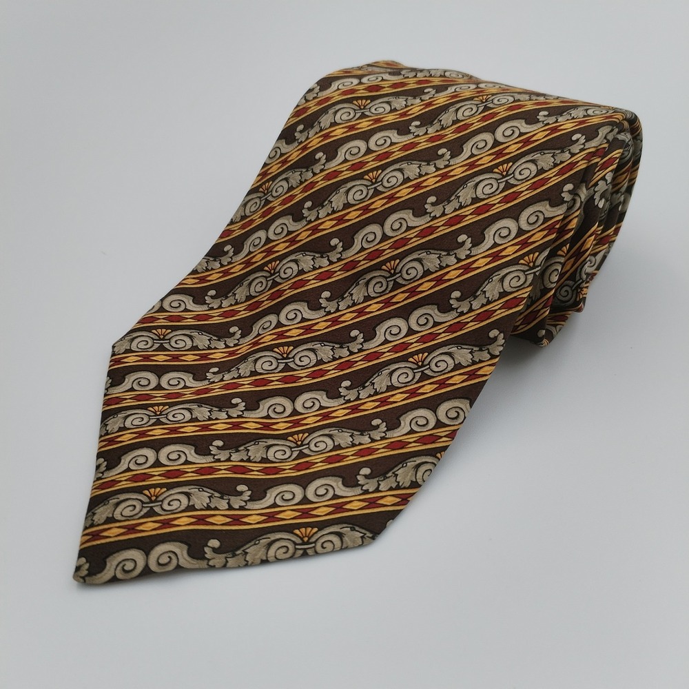 Champs Elysées Tie Silk Handmade In Spain Geometric Diamonds‎ Brown Vibrant